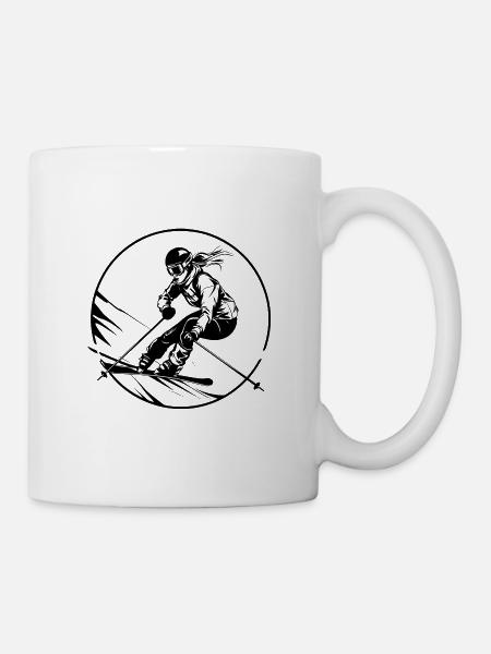 Ski Fahren Skiing Frau - Tasse - Weiß