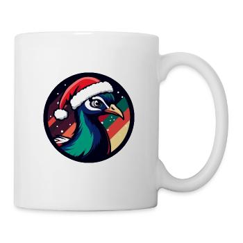 Pfau Vogel Weihnachten X-Mas - Tasse - Weiß - Rechts