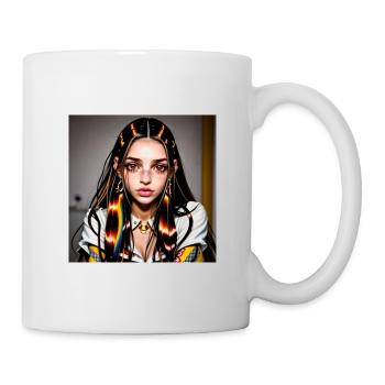 Mehrfarbiges Fantasiegesicht - Tasse - Weiß - Rechts