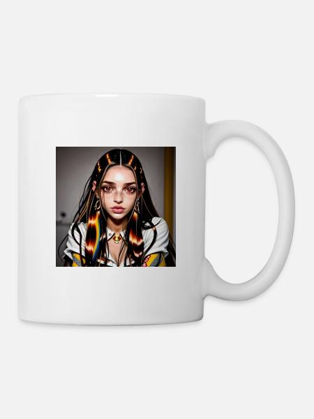 Mehrfarbiges Fantasiegesicht - Tasse - Weiß