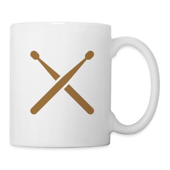 Kreuz-Trommelstöcke mit Trommelmuster - Tasse - Weiß - Rechts