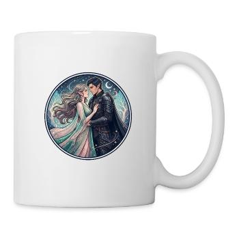 Amour des Elfes de la Nuit au Clair de Lune dans la Forêt des Étoiles - Mug blanc - blanc - Droite
