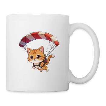 Katzen Fallschirm Paraglide Katze Abenteuer - Tasse - Weiß - Rechts