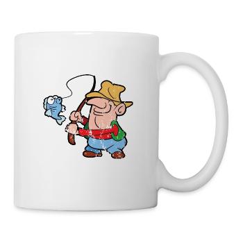 Poisson de pêcheur de style rétro vintage grunge - Mug blanc - blanc - Droite