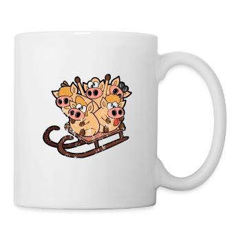 Neige luge rétro grunge vintage - Mug blanc - blanc - Droite