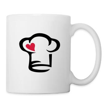 Toque de cuisinier, Coeur, chef, Chapeau - Mug blanc - blanc - Droite