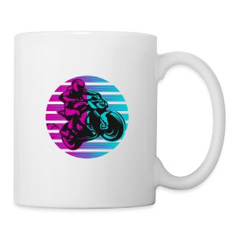 Motorrad Motorradfahrer Neon - Tasse - Weiß - Rechts