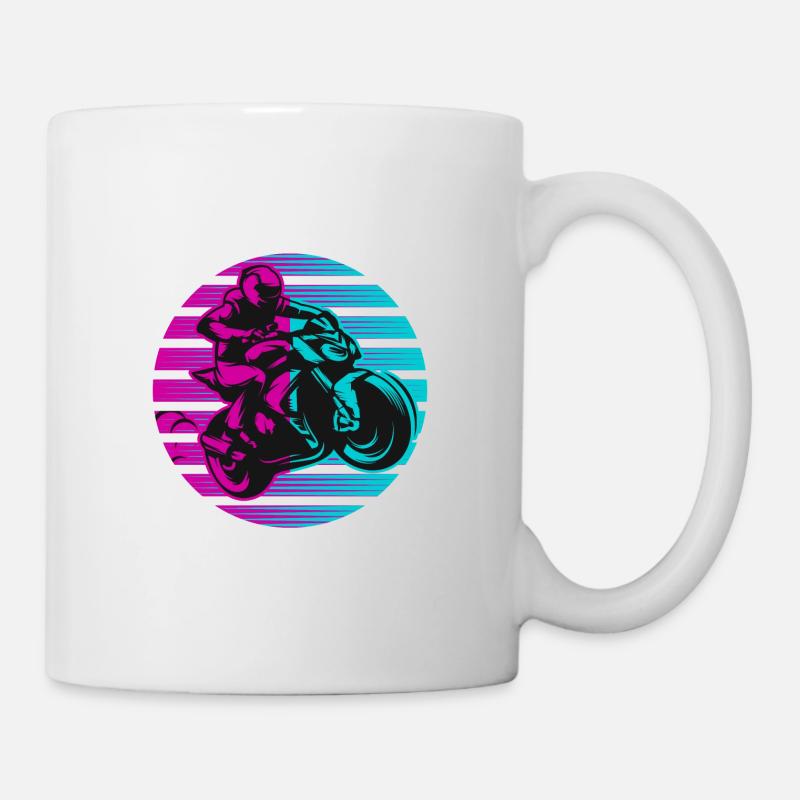 Motorrad Motorradfahrer Neon - Tasse - Weiß