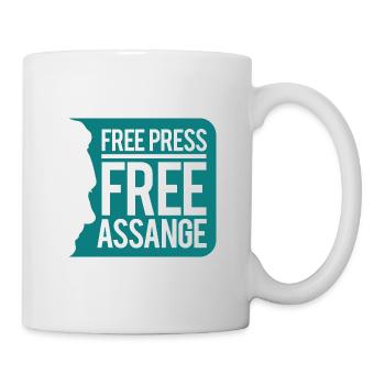 Free Press Free Assange - Mug blanc - blanc - Droite