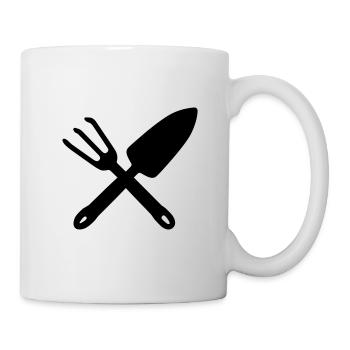 Couleur de jardin d'outil de râteau et de pelle sélectionnable - Mug blanc - blanc - Droite
