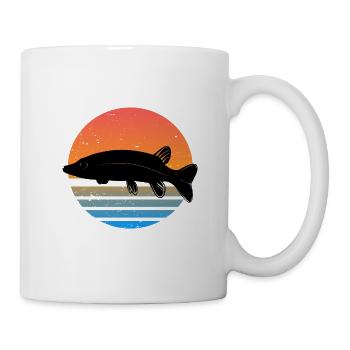 Retro Pike Fishing Fish Worm Angler Predator - Mug - white - Right