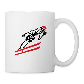 Skelett Skispringer zweifarbig - Tasse - Weiß - Rechts