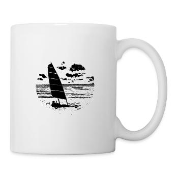 Sand yachting on sandy beach vendée sport sea - Mug - white - Right