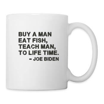 Acheter un homme, manger du poisson, enseigner à l’homme - Mug blanc - blanc - Droite