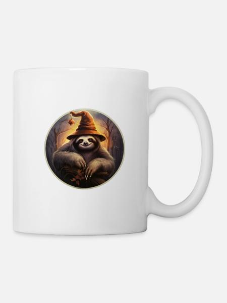 Halloween Faultier - Tasse - Weiß