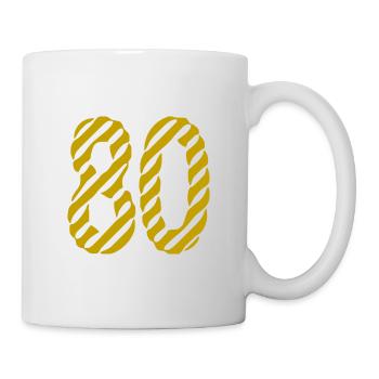 80. 80 JAHRE. 80-JÄHRIGES JUBILÄUM. 80. GEBURTSTAG. - Tasse - Weiß - Rechts