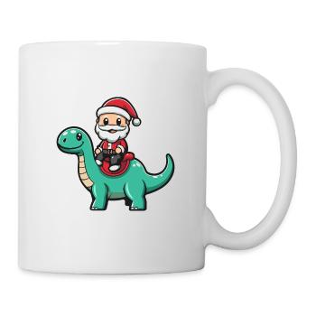 Dinosaur brontosaurus Santa Claus - Mug - white - Right