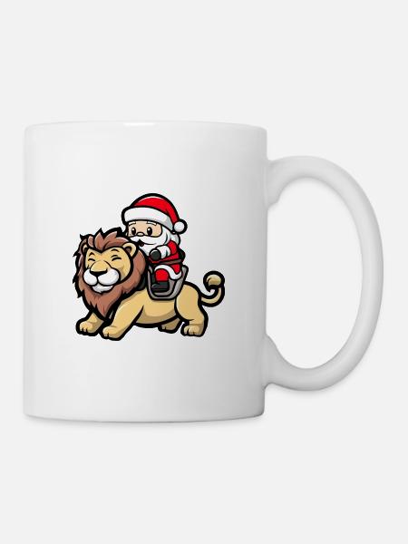 Löwe Weihnachtsmann - Tasse - Weiß