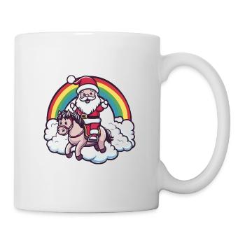 Cheval Père Noël Arc-en-ciel - Mug blanc - blanc - Droite