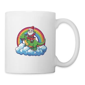 Dinosaurier T-Rex Weihnachtsmann Regenbogen - Tasse - Weiß - Rechts