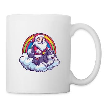 Border Collie Dog Santa Claus Rainbow - Mug - white - Right