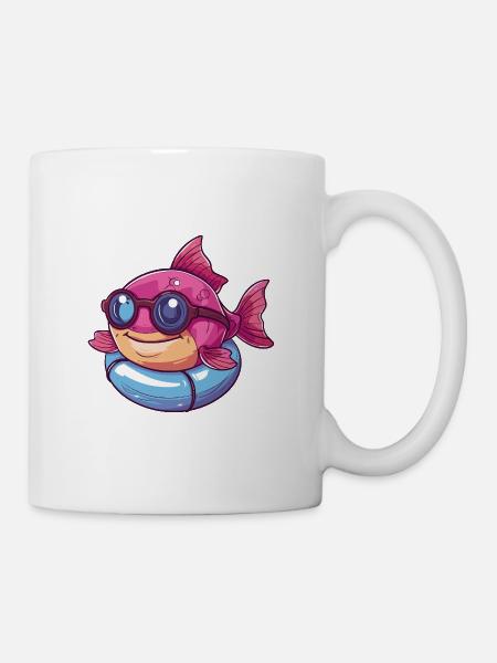 Piranha Fisch Comic Cool - Tasse - Weiß