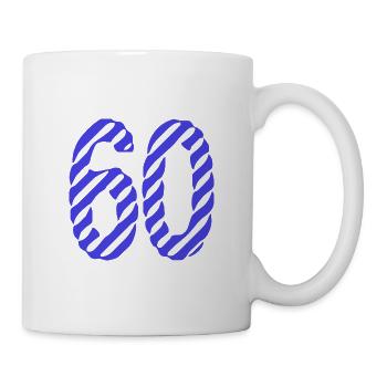60. 60 JAHRE. 60-JÄHRIGES JUBILÄUM. 60. GEBURTSTAG. - Tasse - Weiß - Rechts