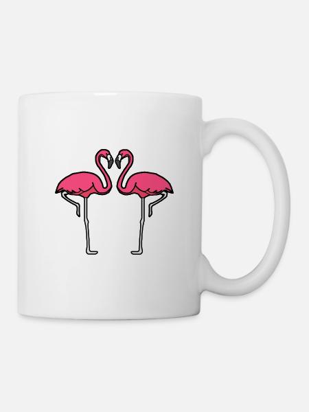flamingo love pink vogel geschenk pink tier herz - Tasse - Weiß