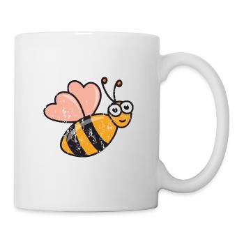 Retro Vintage Grunge Style Honigbienen Biene Honig - Tasse - Weiß - Rechts
