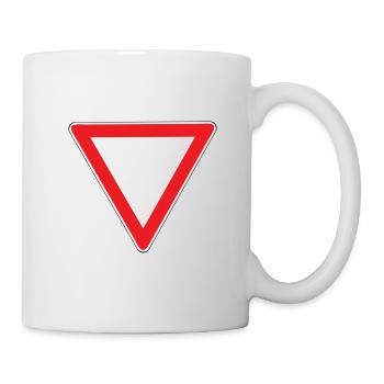 Verkehrsschild Führerschein Vorfahrt gewähren - Tasse - Weiß - Rechts