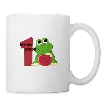 Kleiner grüner Frosch mit rotem Herz 1. Geburtstag - Tasse - Weiß - Rechts