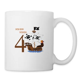 Piratenschiff Geburtstag 4 - Tasse - Weiß - Rechts