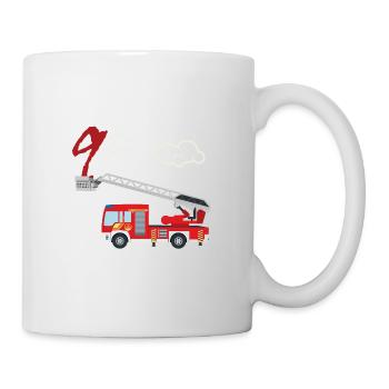 Fire truck - 9th birthday - Mug - white - Right