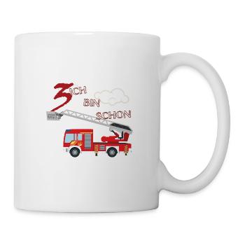 Feuerwehr Auto - 3. Geburtstag - Tasse - Weiß - Rechts