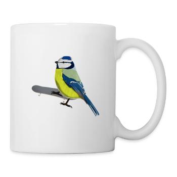 Blue Skateboard Bird Skating Funny Animal - Mug - white - Right