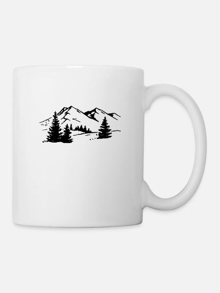 Berge Bäume - Tasse - Weiß