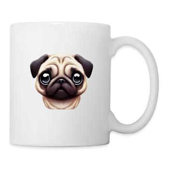 Einzigartiges Mopsporträt - Tasse - Weiß - Rechts