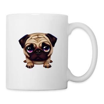 Niedliche Mops-Illustration - Tasse - Weiß - Rechts