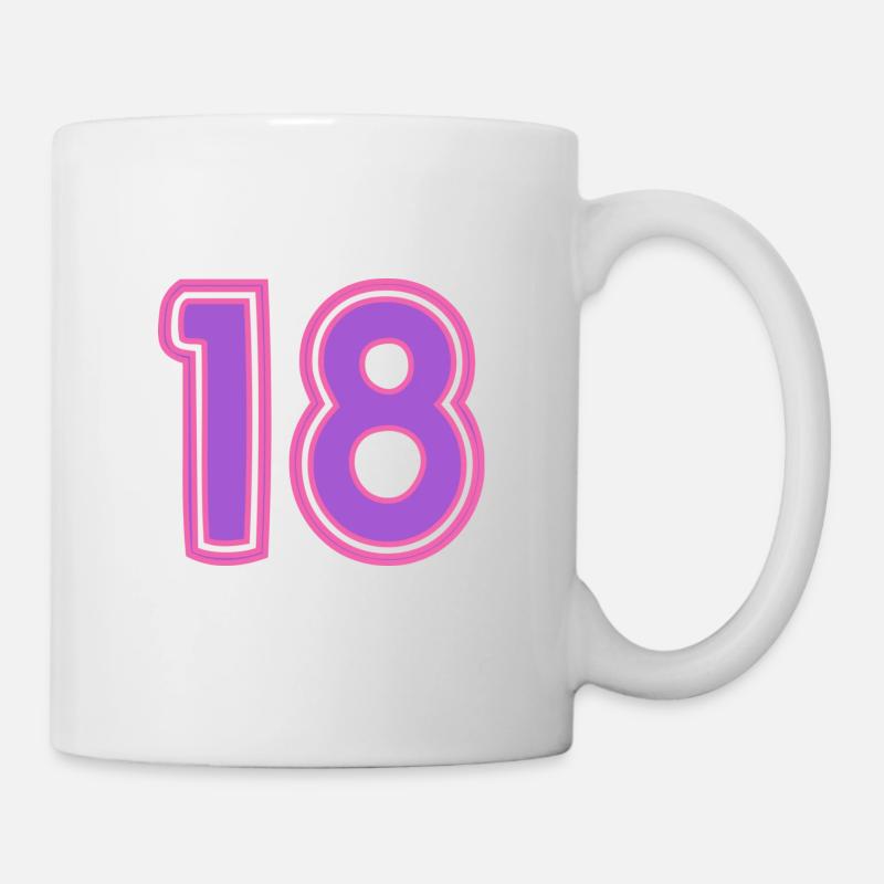 18. 18 ANS. 18e ANNIVERSAIRE. ANNIVERSAIRE 18 ANS. - Mug blanc - blanc
