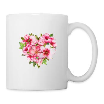Mother's Day Heart with Pink Flowers - Mug - white - Right
