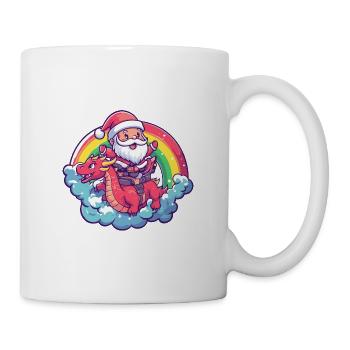 Drache Weihnachtsmann Regenbogen - Tasse - Weiß - Rechts