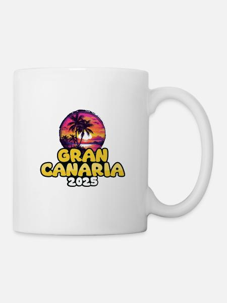 Gran Canaria 2025 Palmen Bunt - Tasse - Weiß