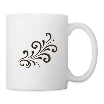 Braune Ornamentblüte Swirl - Tasse - Weiß - Rechts