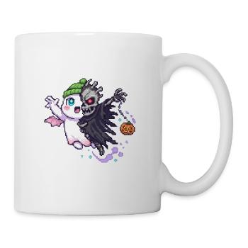 Kawaii & Horror Split Design Pixel Art - Tasse - Weiß - Rechts
