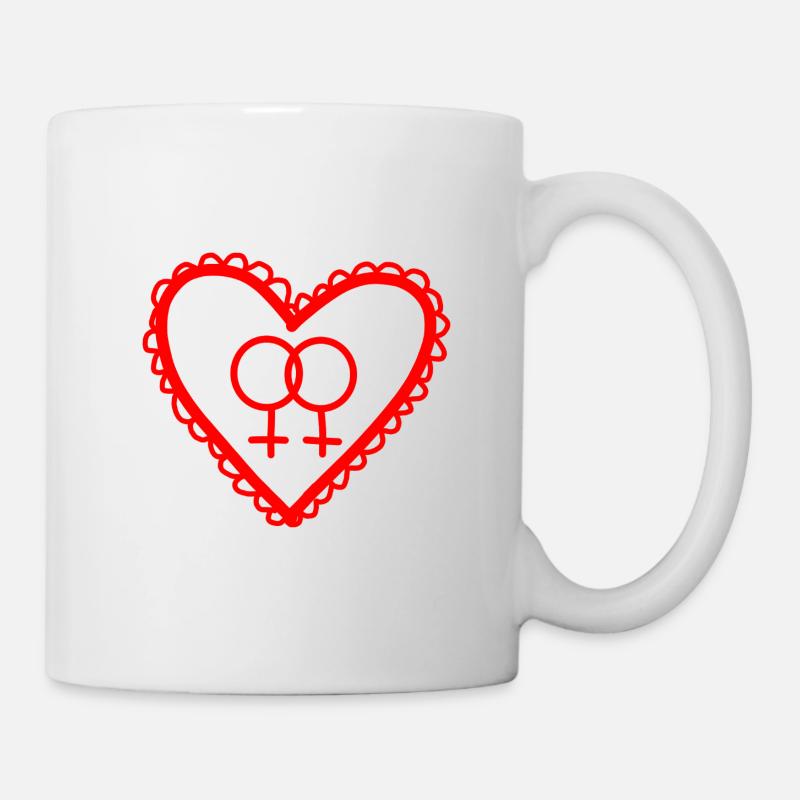 Lesbian Love Heart Icon - Mug - white