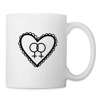 Herz schwarz Lesbisches Liebesherz - Tasse - Weiß - Rechts