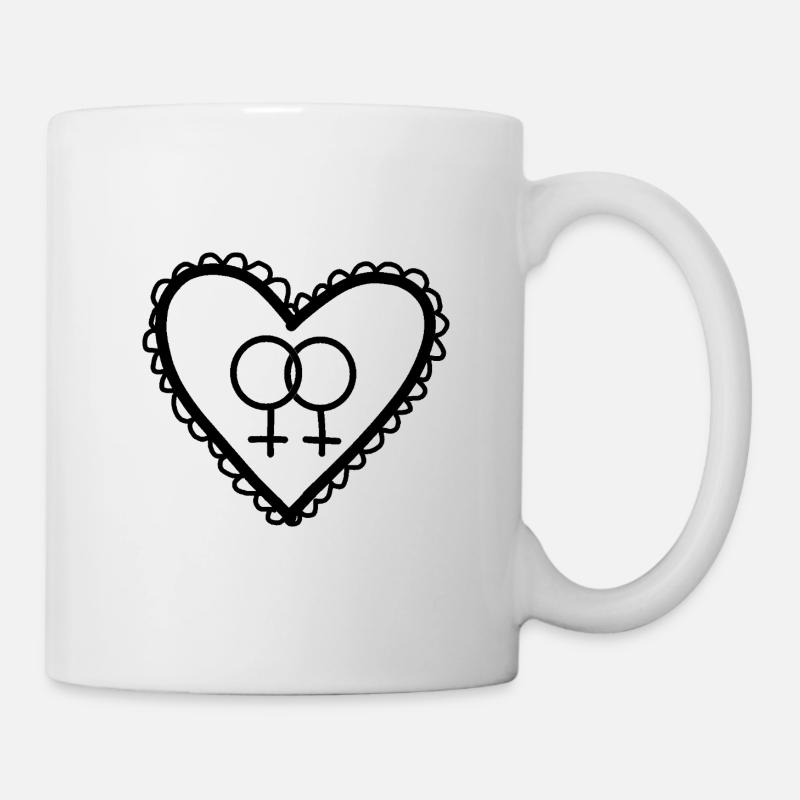 Cœur Noir Lesbienne Cœur - Mug blanc - blanc