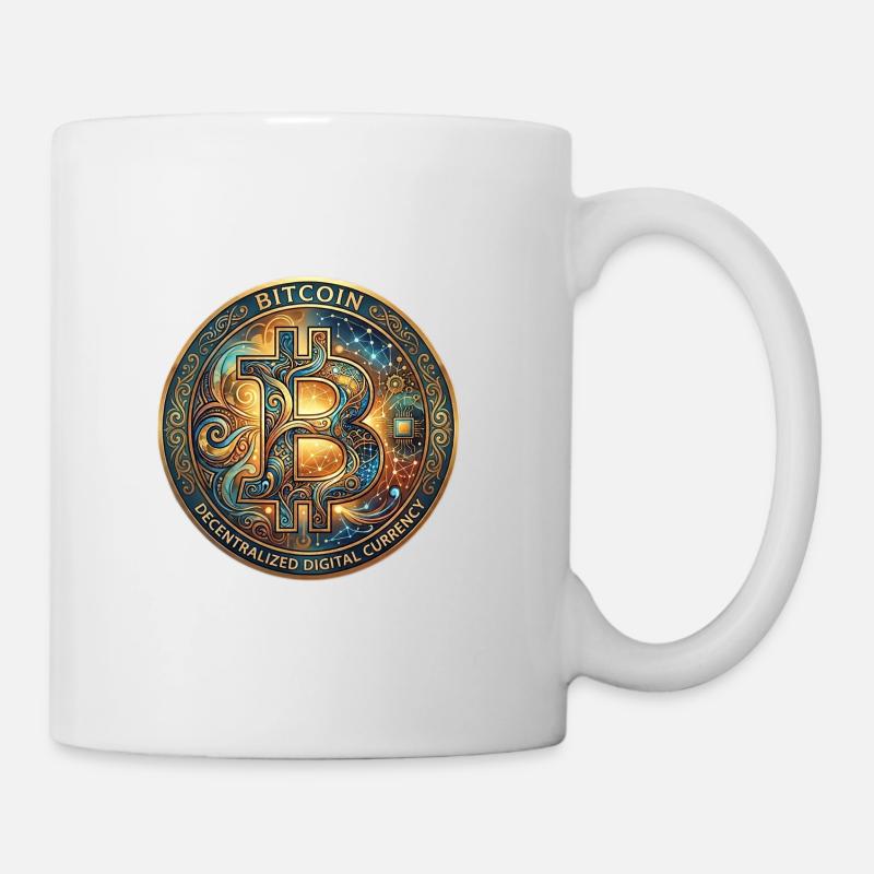 Sceau Bitcoin orné - Mug blanc - blanc