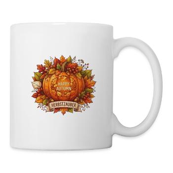 Herbstzauber Kürbislaub Muster - Tasse - Weiß - Rechts