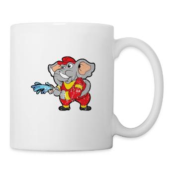 Retro Vintage Grunge Style Feuerwehrmann Elefant - Tasse - Weiß - Rechts